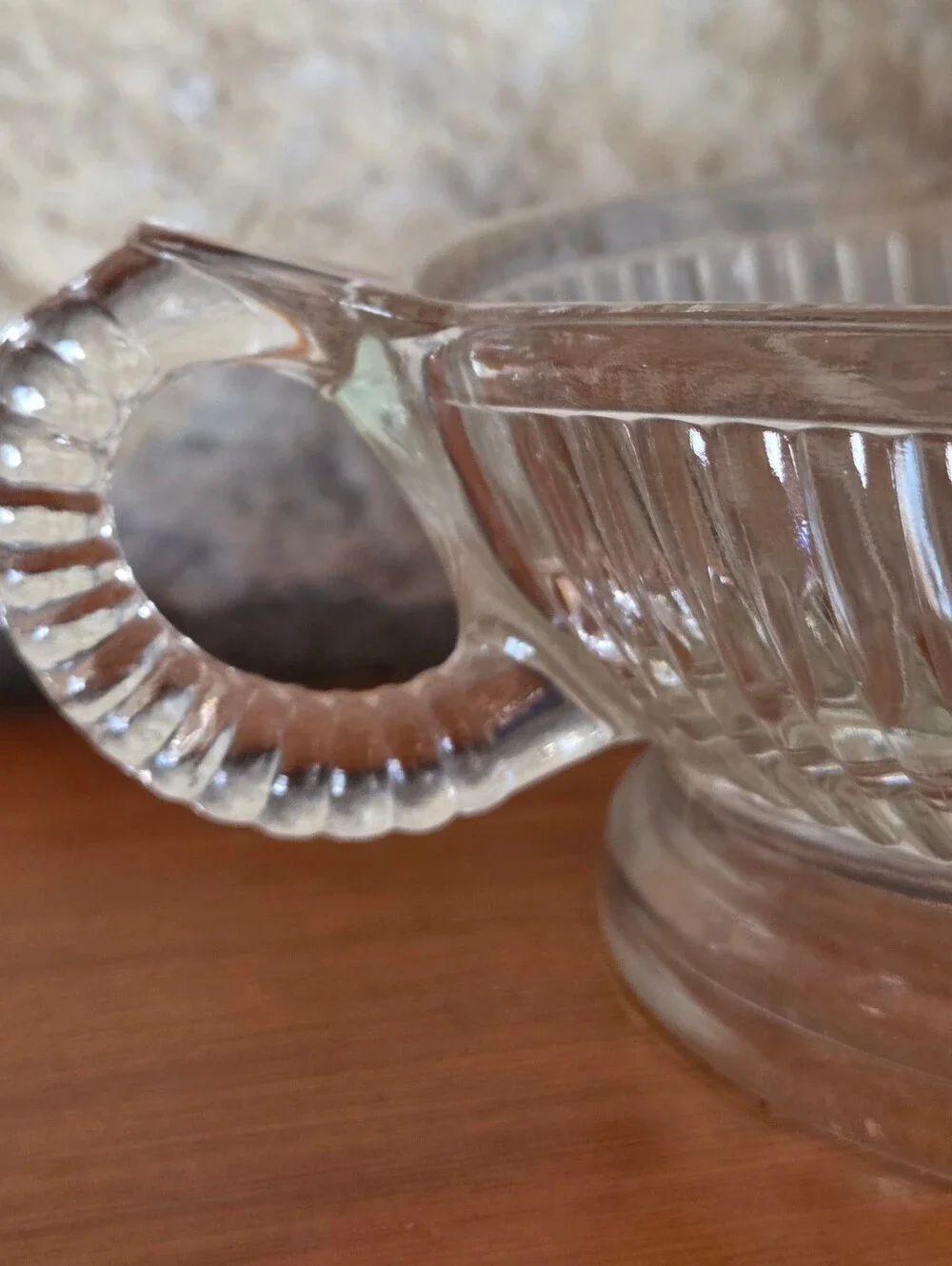 Vintage Anchor Hocking Clear Glass Juicer Reamer Ribbed Bowl & Handle